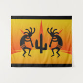 Cactus Sunset Woestijn Kokopelli Zuidwest Design Wandkleed (Voorkant (horizontaal))