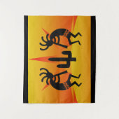 Cactus Sunset Woestijn Kokopelli Zuidwest Design Wandkleed (Voorkant)