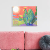 Cactus Sunset Wrapped Canvas Afdruk (Insitu (Woonkamer))