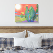 Cactus Sunset Wrapped Canvas Afdruk (Insitu (Slaapkamer))