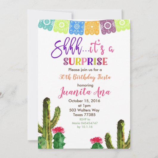 Cactus Surprise Anniversaire Fête Invitation (Devant)