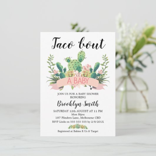 Cactus Taco à propos d'une invitation Baby shower (Debout devant)
