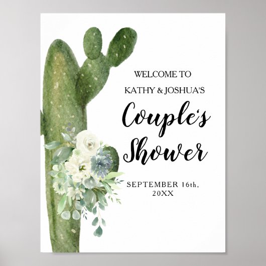 Cactus Taco 'bout Love Koppel Shower Welkom Poster (Voorkant)