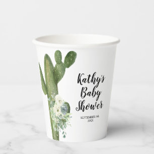 Cactus Taco Bout White Flower White Paper Cups Papieren Bekers