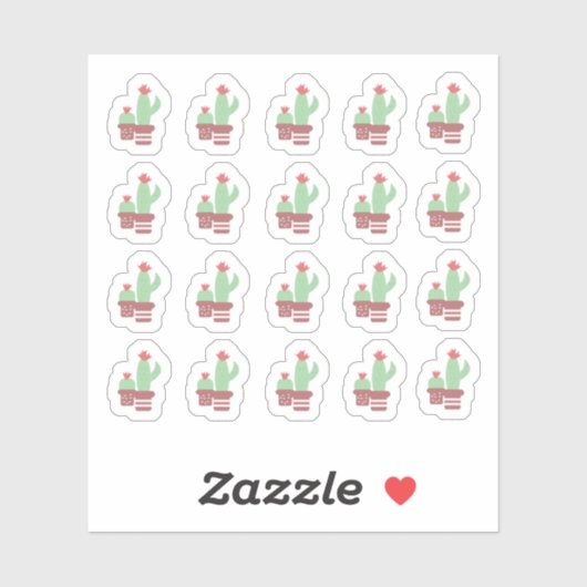 Cactus Terracotta Potten Vormen Bloem Jungle Sticker (Vel)