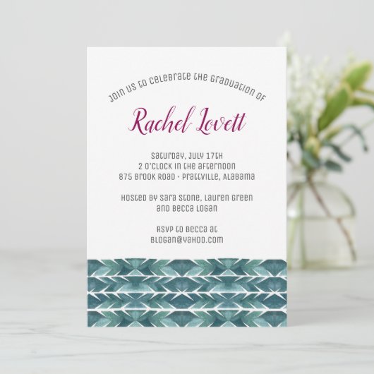 Cactus Texture Graduation Invitation (Debout devant)