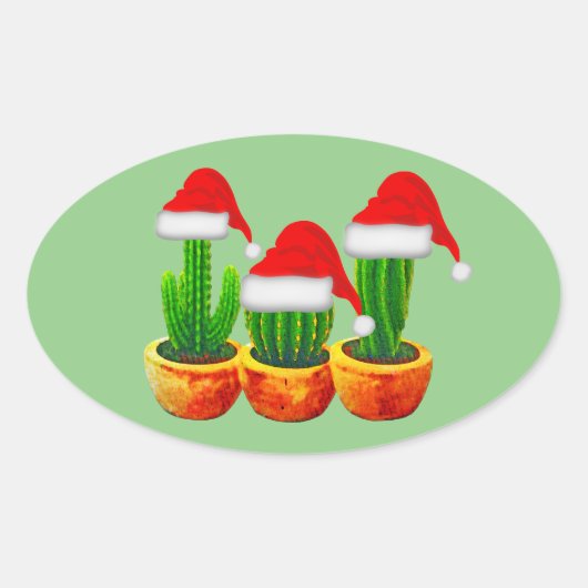 Cactus Thema Kerststickers Zegels (Voorkant)