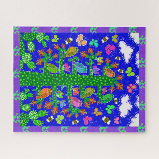 Cactus Tree of Life with Owls and Birds Legpuzzel (Horizontaal)