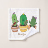 Cactus trio chantante mignonne dessin animé (Gant de toilette)