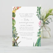 Cactus Tropical Elégant Mariage Invitation (Debout devant)
