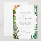 Cactus Tropical Elégant Mariage Invitation (Devant / Derrière)