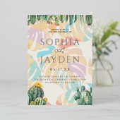 Cactus Tropical Palm Tree Desert Boho Wedding Folie Uitnodiging (Staand Voorkant)
