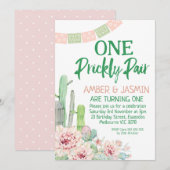 Cactus Twins One Prickly Pair Birthday Invitation Kaart (Voorkant / Achterkant)