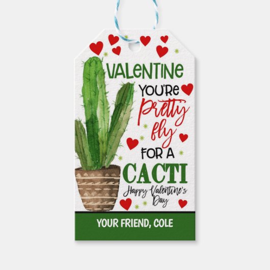 Cactus Valentijn cadeautag Cadeaulabel (Voorkant)