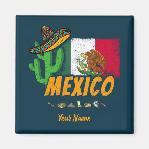  cactus van Mexico met vlag, sombrero souvenir Magneet
