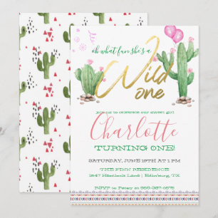 Cactus Verjaardagsfeestje Eerste Verjaardag Kaart