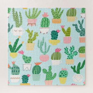 Cactus verscheidenheid, naadloze achtergrond. legpuzzel