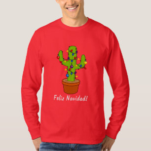 Cactus versierd voor de Feestdagen Feliz Navidad T-shirt