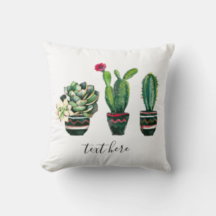 cactus, vetplant, aquarel, feest, mexicaans, kussen