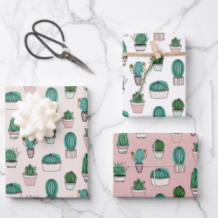 Cactus Vetplant Patroon Inpakpapier Vel