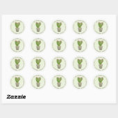 Cactus Vetplant Roze Bloem Potplant Adres Ronde Sticker (Vel)