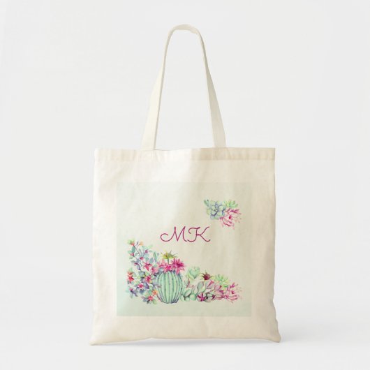 Cactus & vetplanten monogram tote bag (Voorkant)