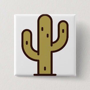 cactus vierkante button 5,1 cm