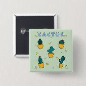 Cactus Vierkante Button 5,1 Cm (Voorkant /achterkant)