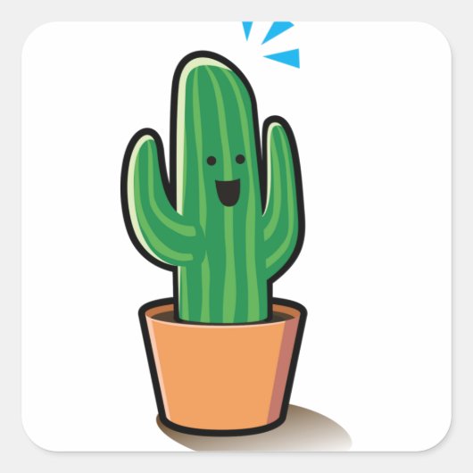 Cactus Vierkante Sticker (Voorkant)