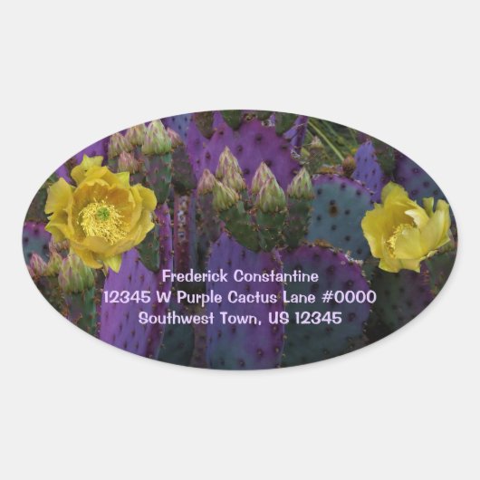 Cactus Violet Avec Fleurs Jaunes Étiquettes de adr (Devant)