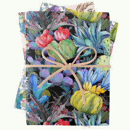 Cactus Voeg tekst en naam Mooie Waterverf 3 Inpakpapier Vel