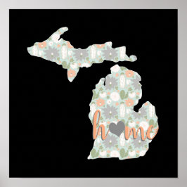 Cactus vulde Michigan Silhouette met thuis Poster