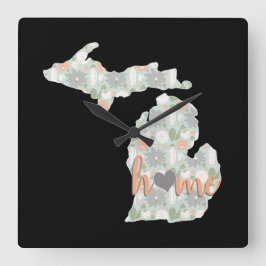 Cactus vulde Michigan Silhouette met thuis Vierkante Klok