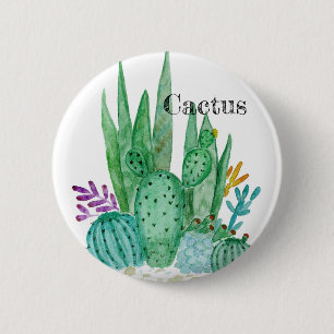 Cactus waterverf cacti bloemen florale desert illu ronde button 5,7 cm