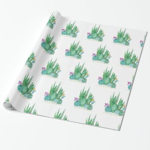 Cactus, waterverf cadeaupapier