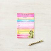 Cactus Waterverf gestreept om lijst te doen Post-it® Notes (Op bureau)