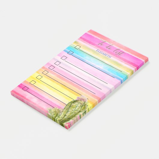Cactus Waterverf gestreept om lijst te doen Post-it® Notes (Schuin)