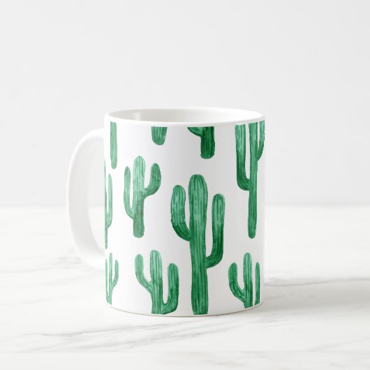 Cactus waterverf: handgetekende illustratie koffiemok (Voorkant links)