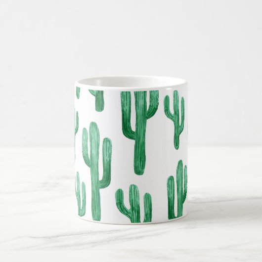 Cactus waterverf: handgetekende illustratie koffiemok (Center)