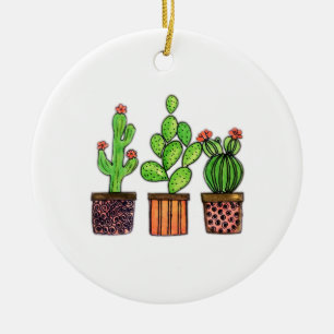 Cactus Waterverf in potten Keramisch Ornament