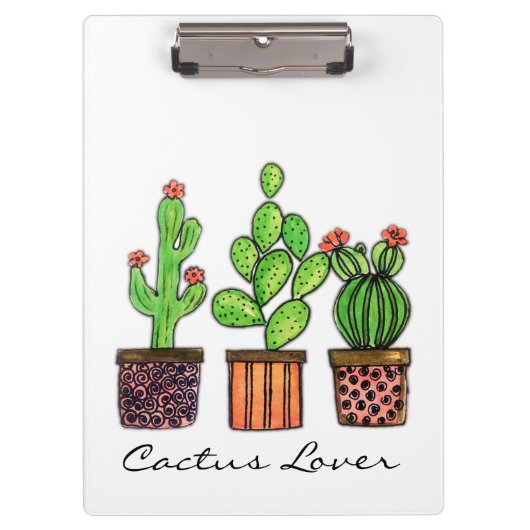 Cactus Waterverf in potten Klembord (Voorkant)