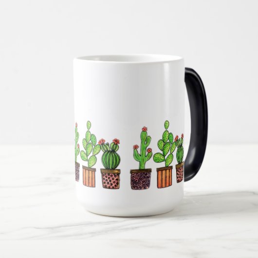 Cactus Waterverf in potten Magische Mok (Voorkant rechts)