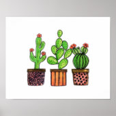 Cactus Waterverf in potten Poster (Voorkant)