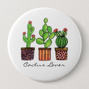 Cactus Waterverf in potten Ronde Button 4,0 Cm