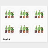 Cactus Waterverf in potten Ronde Sticker (Vel)