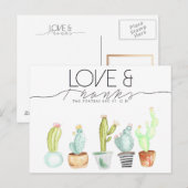 Cactus Waterverf | Liefde & Bedankt Briefkaart (Voorkant / Achterkant)