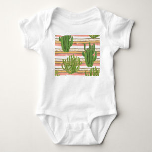 Cactus waterverf, streep achtergrond, naadloos dee romper