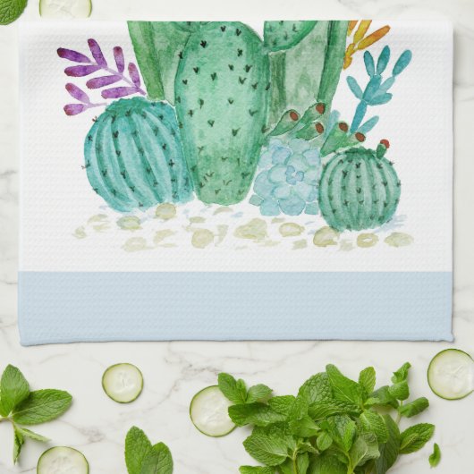 Cactus, waterverf theedoek (Gevouwen)