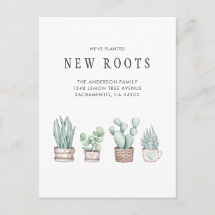 Cactus we hebben nieuwe wortels gepland aankondigingskaart