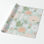 Cactus Whimsical Floral Pattern Cadeaupapier (Uitgerold)
